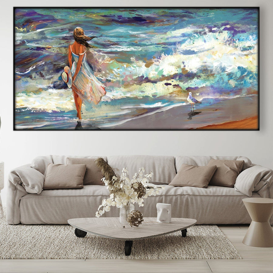 Seaside Soliloquy Easy Build Frame Posters, Prints, & Visual Artwork Easy Build Frame & Fabric Print / 40 x 20in / Black Clock Canvas