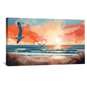 Seaside Sunrise Canvas Art Clock Canvas