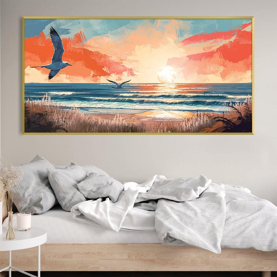 Seaside Sunrise Canvas Art Clock Canvas