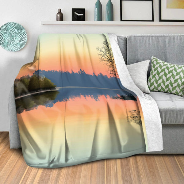 Serene Lake View Blanket Blanket Clock Canvas
