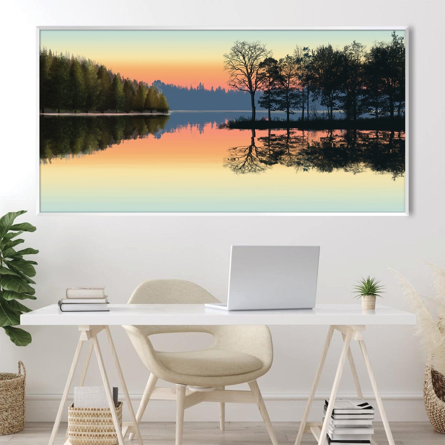 Serene Lakeview Canvas Art Clock Canvas