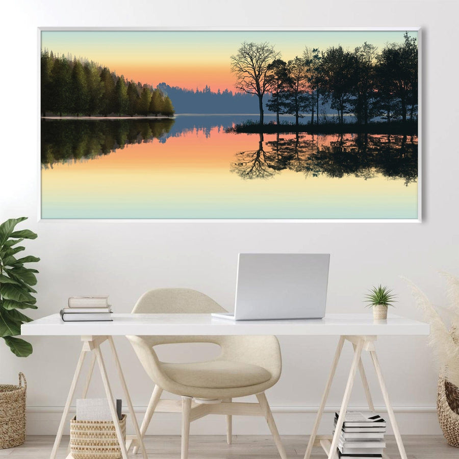 Serene Lakeview Canvas Art Clock Canvas