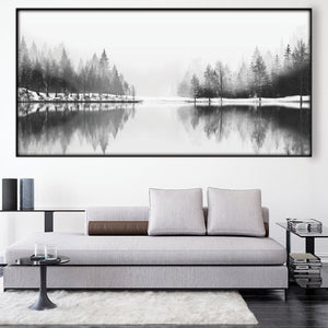 Shaded Lake Easy Build Frame Posters, Prints, & Visual Artwork Easy Build Frame & Fabric Print / 40 x 20in Clock Canvas
