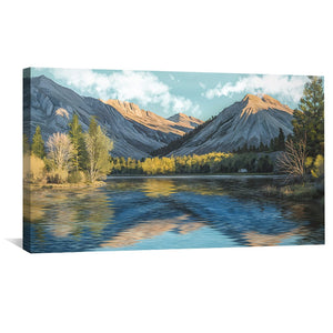 Shimmering Mountain Lake Canvas Art Clock Canvas