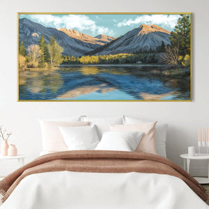 Shimmering Mountain Lake Canvas Art Clock Canvas