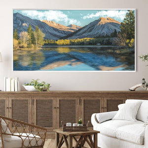 Shimmering Mountain Lake Canvas Art Clock Canvas