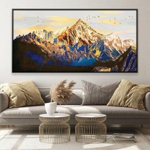 Shining Mountains Canvas - Single Panel Art 50 x 25cm / Framed Prints Clock Canvas