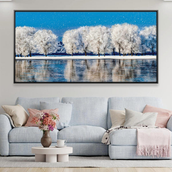 Silver Frost Horizon Canvas Art 20 x 10in / Canvas Clock Canvas