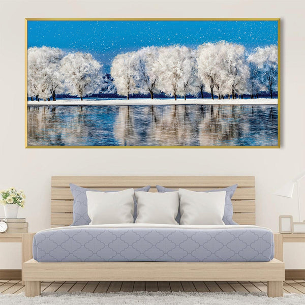 Silver Frost Horizon Canvas Art Clock Canvas