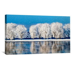 Silver Frost Horizon Canvas Art Clock Canvas