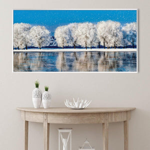 Silver Frost Horizon Canvas Art Clock Canvas