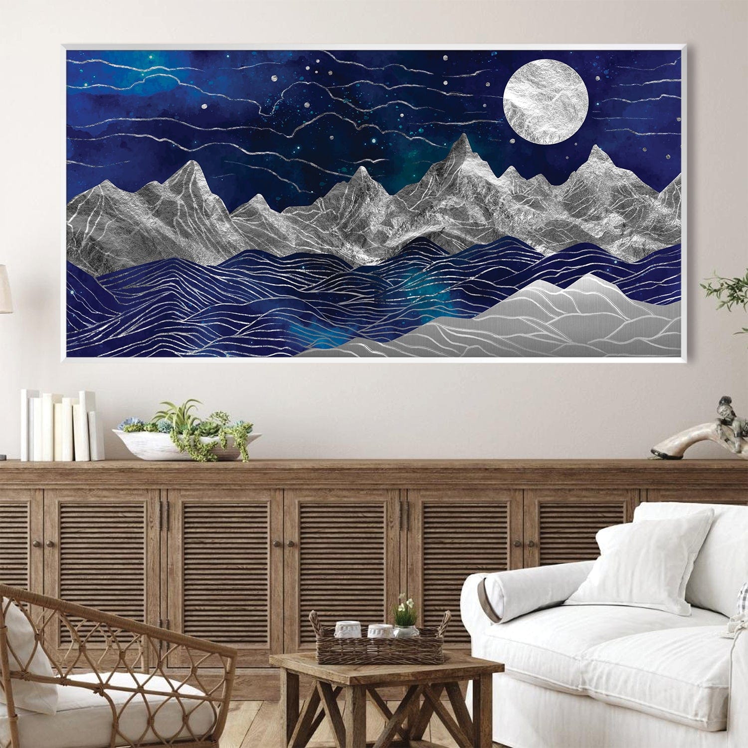Silver Mountains Canvas Art Clock Canvas