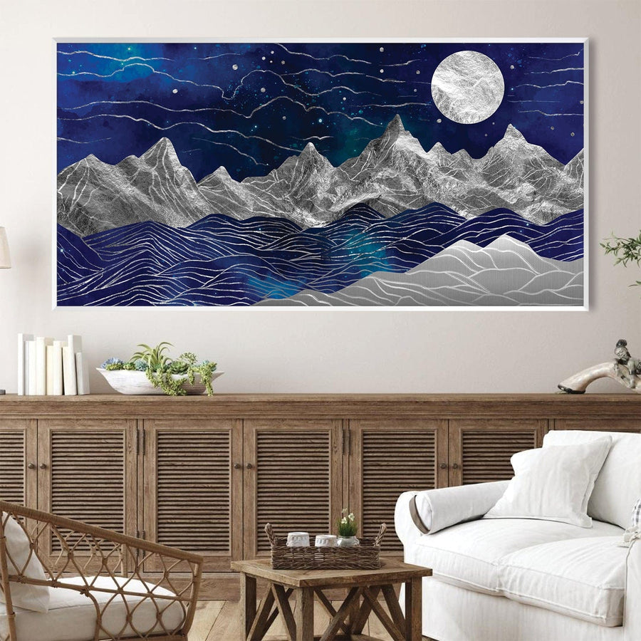 Silver Mountains Canvas Art Clock Canvas
