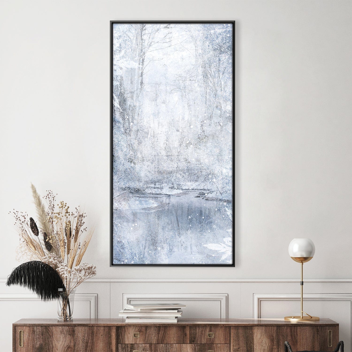 Slated Winter Canvas Art Clock Canvas