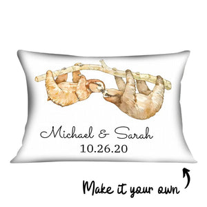 Sloth Love Cushion Customizer Landscape Cushion / Polyester Linen / 48 x 33cm Clock Canvas