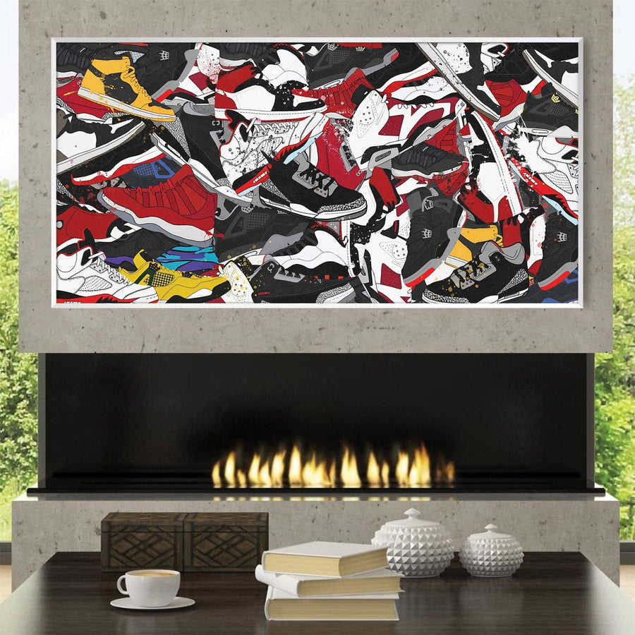 Sneaker Collage Art Clock Canvas