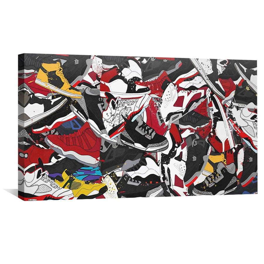 Sneaker Collage Art Clock Canvas