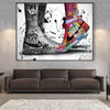 Sneaker Graffiti Love Easy Build Frame Art Easy Build Frame & Fabric Print / 40 x 30in Clock Canvas