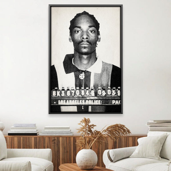 Snoop Mugshot Black Canvas Art 30 x 45cm / Rolled Prints Clock Canvas