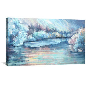 Snow Riverbank Canvas Art Clock Canvas