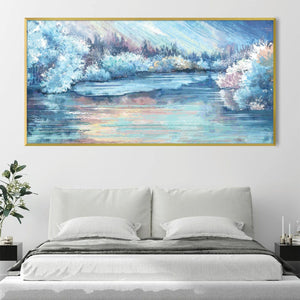 Snow Riverbank Canvas Art Clock Canvas