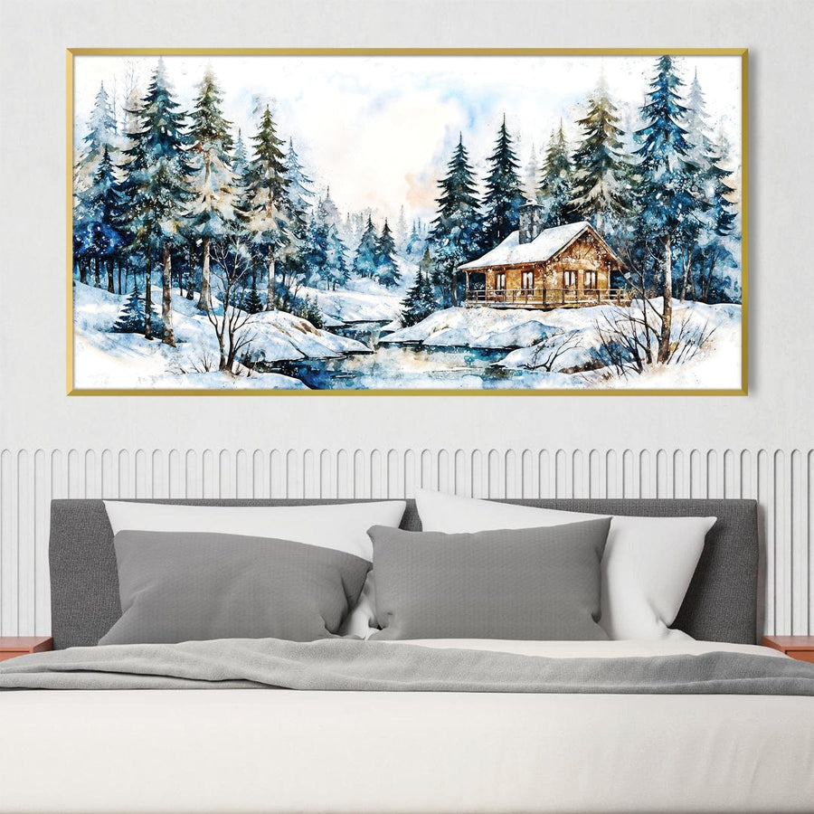 Snowy Escape Canvas Art Clock Canvas
