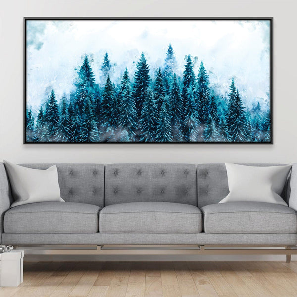 Snowy Misted Forest Canvas Art 20 x 10in / Canvas Clock Canvas