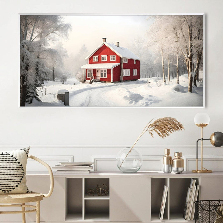 Snowy Ranch Canvas Art Clock Canvas