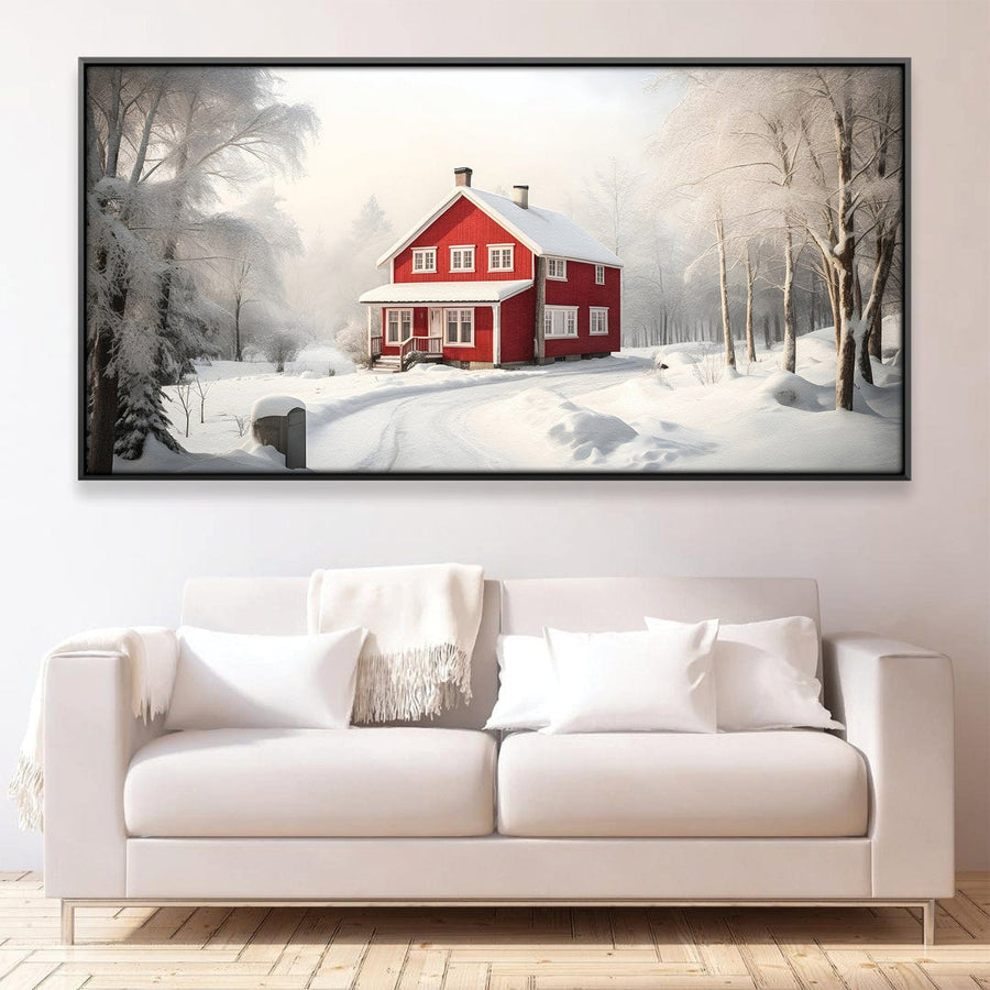 Snowy Ranch Canvas Art Clock Canvas