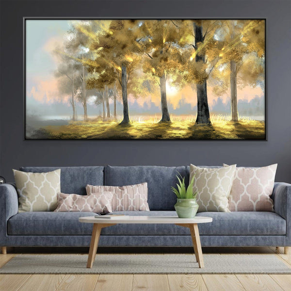 Soft Morning Forest Canvas Art 20 x 10in / Canvas Clock Canvas