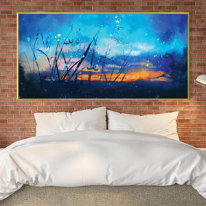 Starlit Meadow Canvas Art Clock Canvas