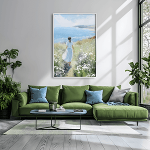 Steps Toward the Blue Canvas Art Clock Canvas