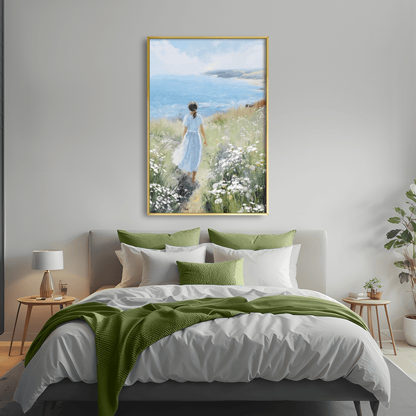 Steps Toward the Blue Canvas Art Clock Canvas