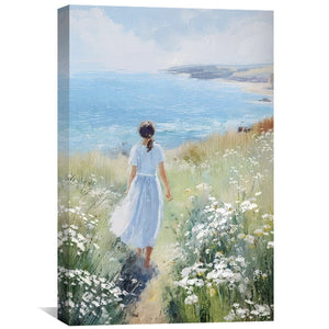 Steps Toward the Blue Canvas Art Clock Canvas