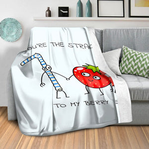 Straw to My Berry Blanket Blanket Clock Canvas