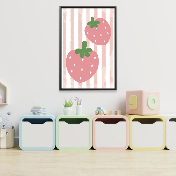 Strawberry Stripes Canvas Art 12 x 18in / Canvas Clock Canvas