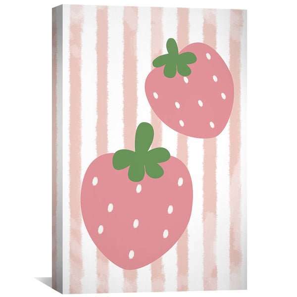 Strawberry Stripes Canvas Art Clock Canvas