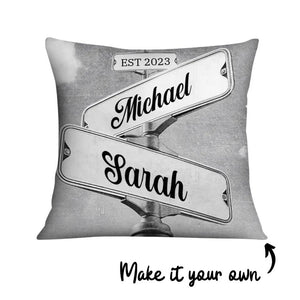 Street Signs Cushion Customizer Square Cushion / Polyester Linen / 45 x 45cm Clock Canvas