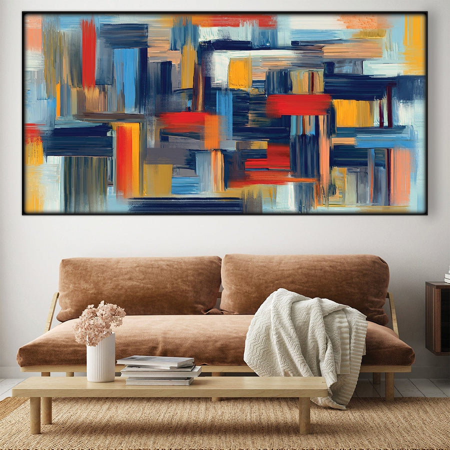 Strokes Of Tranquility Easy Build Frame Posters, Prints, & Visual Artwork Easy Build Frame & Fabric Print / 40 x 20in Clock Canvas