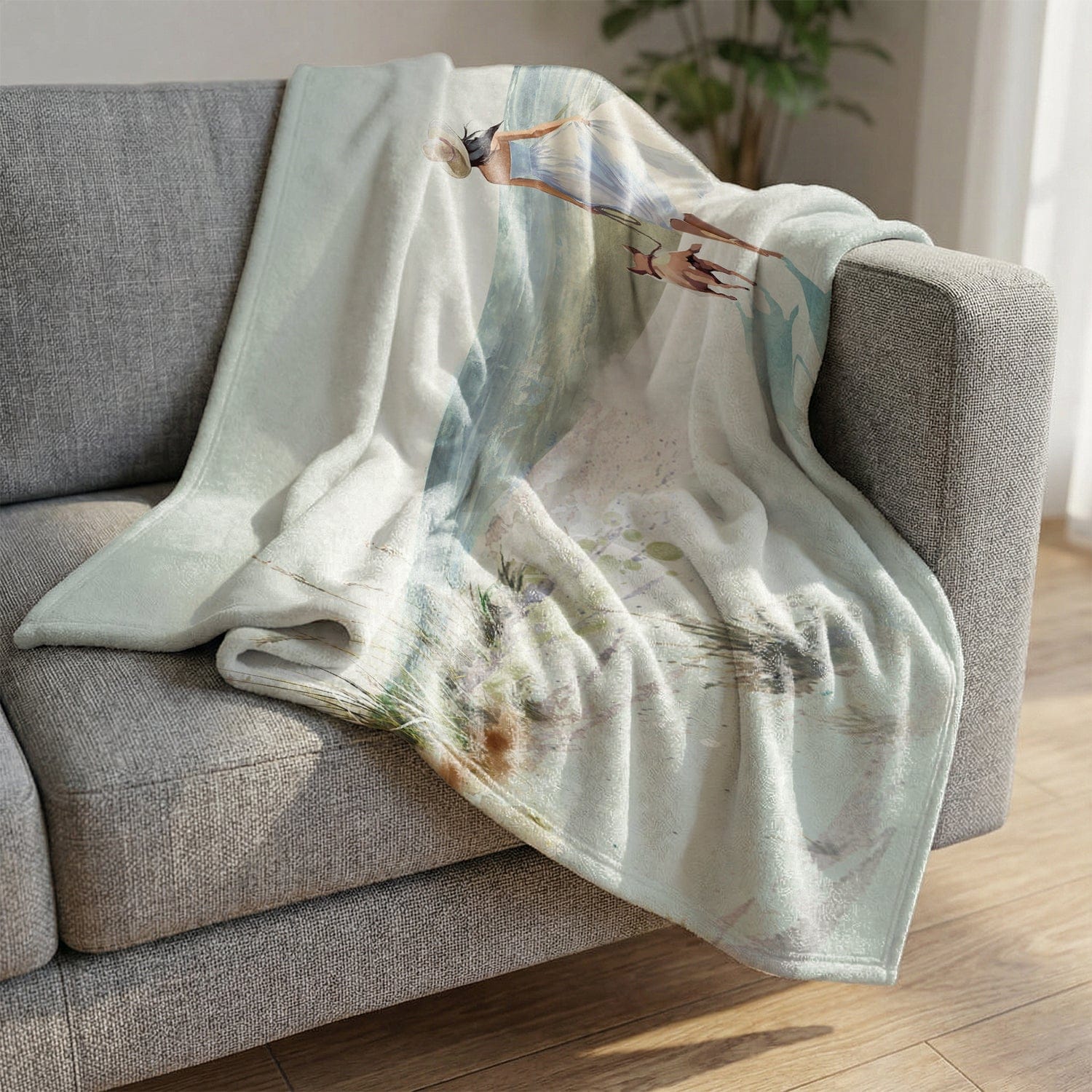 Stroll to the Sea Blanket Blanket Clock Canvas