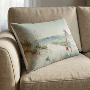 Stroll to the Sea Cushion Cushion 13 x 19in Clock Canvas