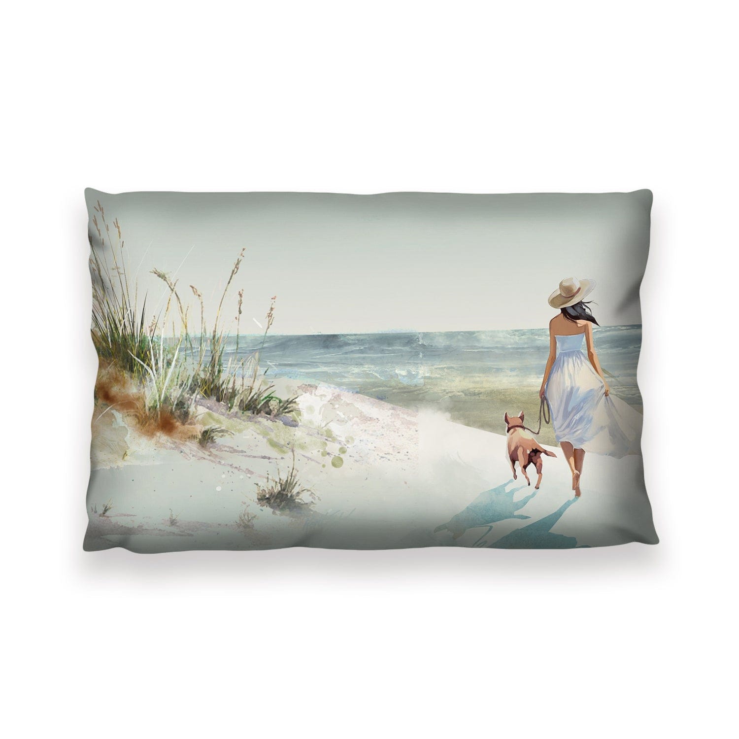 Stroll to the Sea Cushion Cushion 13 x 19in Clock Canvas