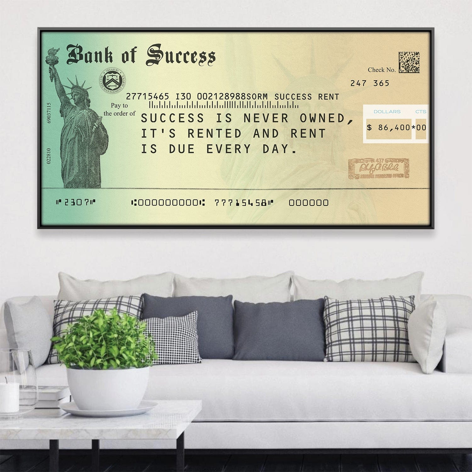 Success Rent Canvas Art 20 x 10in / Rolled Prints Clock Canvas