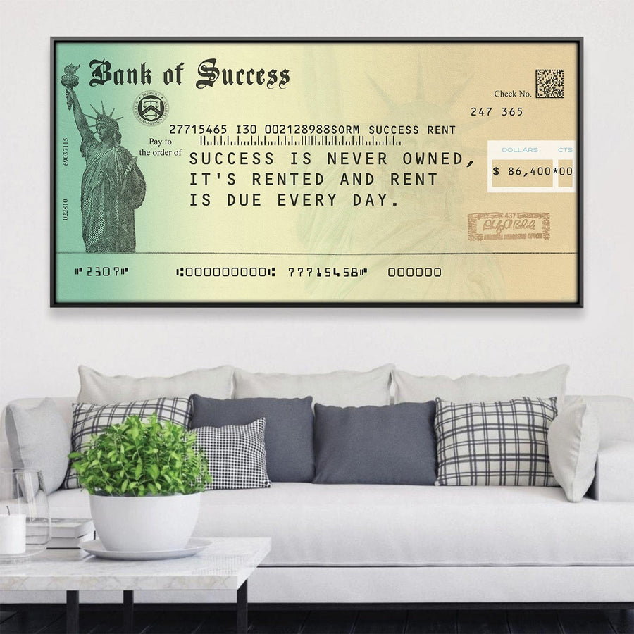 Success Rent Canvas Art 20 x 10in / Rolled Prints Clock Canvas