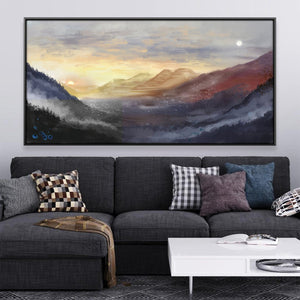 Sun and Moon Valley Canvas Art 20 x 10in / Canvas Clock Canvas