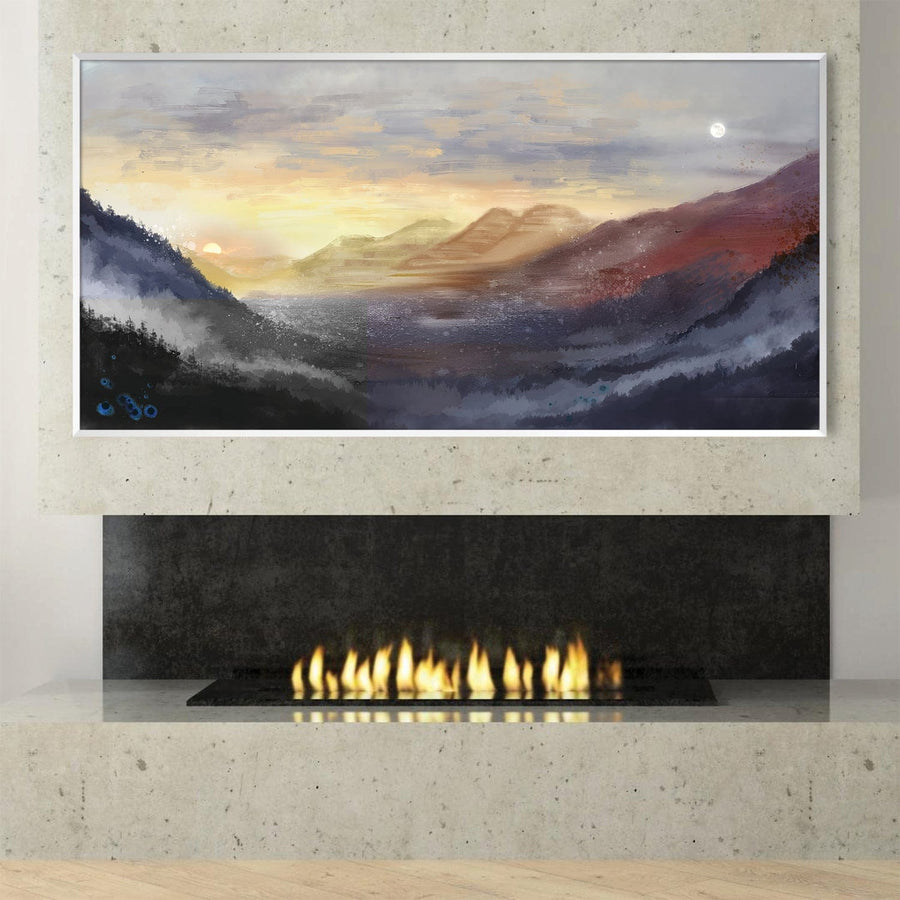 Sun and Moon Valley Canvas Art Clock Canvas