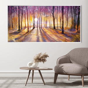 Sun-Kissed Forest Canvas Art Clock Canvas