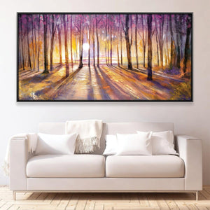 Sun-Kissed Forest Canvas Art Clock Canvas
