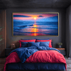 Sun Setting Ocean Canvas Art Clock Canvas