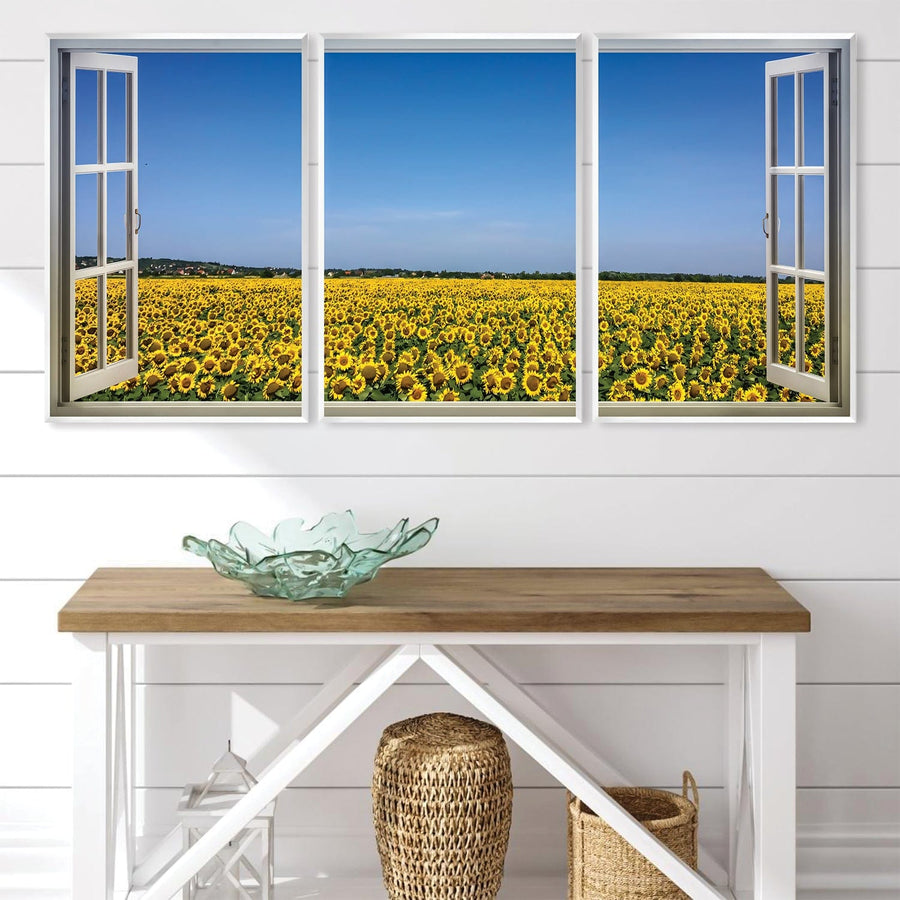Sunflower Fields Canvas Art Clock Canvas